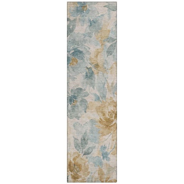 Chantille Machine Washable Indoor/Outdoor Abstract ACN3022 Spa 2 ft. x 7 ft. Runner Rug