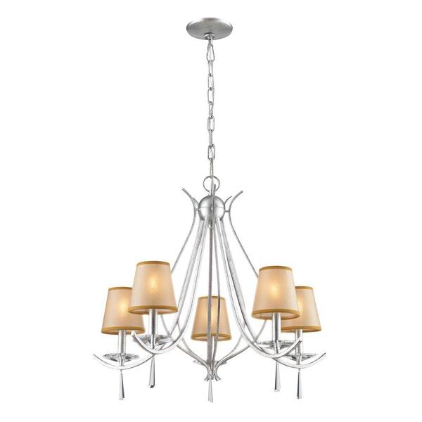 Titan Lighting Clarendon 5-Light Ceiling Silver Chandelier