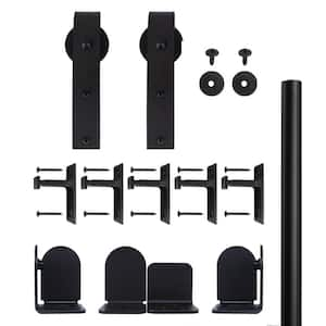 96 in. Hook Black Sliding Barn Door Round Track and Hardware Kit