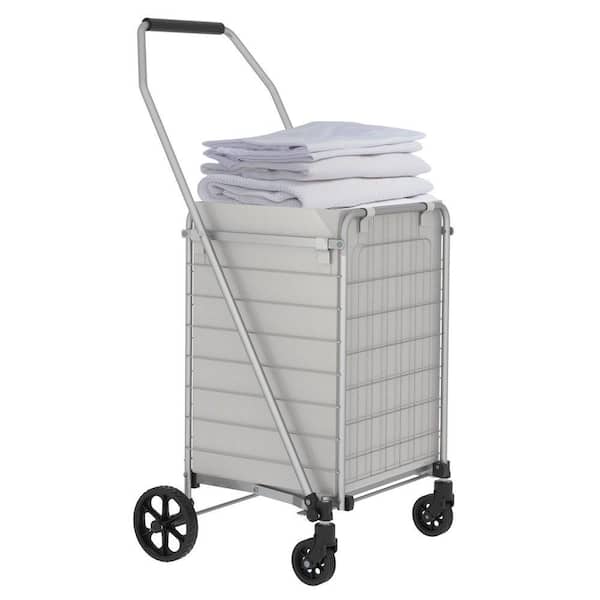 Avex 200 lbs. Capacity Hand Truck Foldable Shopping Cart with Double Basket and 360° Rolling Swivel Wheels