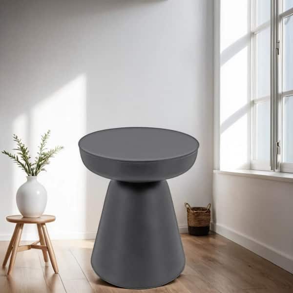 Benjara 16 in. Black Round Wood Side End Table