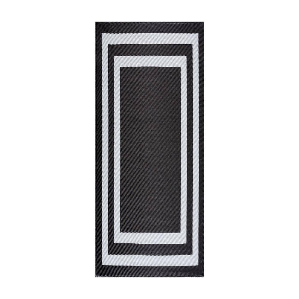 Prs33 Rug PLAYA RUG Paris Black White 2 ft. 3 in. x 6 ft. Reversible Recycled ...