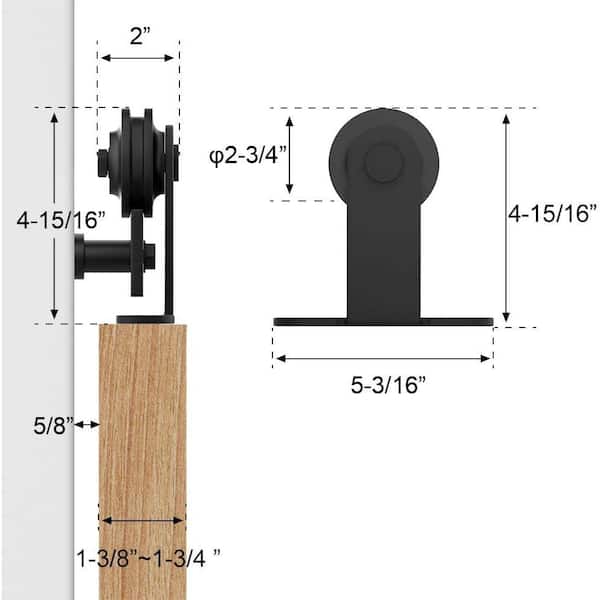 Winsoon 13 Ft 156 In Top Mount Sliding Barn Door Hardware Track Kit For Double Doors With Non Routed Floor Guide Gcm1956 Winsoon 13 Ft 156 In Top Mount, Sliding Door Hardware Dimensions