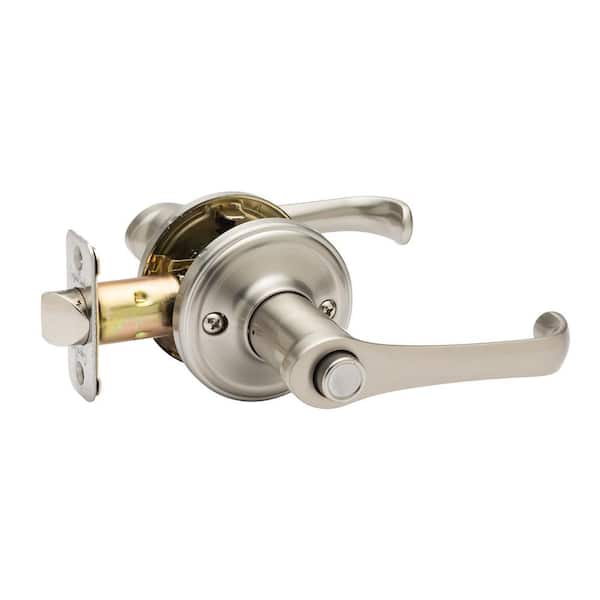 Copper Creek Georgia Satin Stainless Pushbutton Privacy Bed/Bath Door Handle