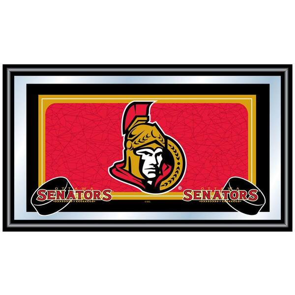 Trademark NHL Ottawa Senators Logo 15 in. x 26 in. Black Wood Framed Mirror