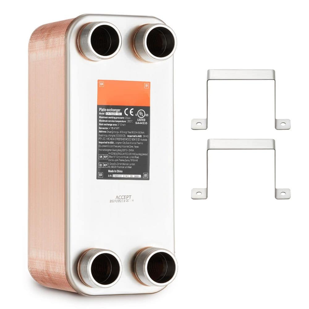 Heat Exchanger, 5 x 12 in. 50-Plates Brazed Plate Heat Exchanger, 316 L Stainless Steel Water To Water Heat Exchanger price history on PriceWatchPro
