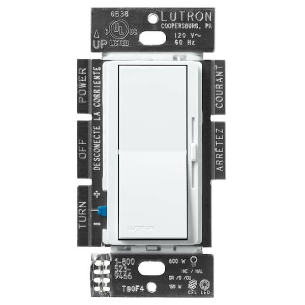 Diva LED+ Dimmer Switch for Dimmable LED Bulbs, 150-Watt/Single-Pole or 3-Way, Glacier White (DVSCCL-153P-GL)