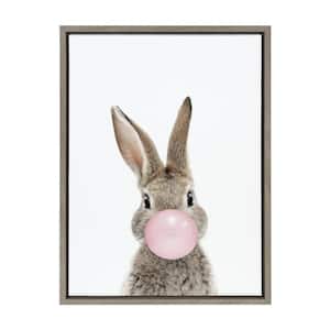 "Sylvie Bubble Gum Bunny" by Amy Peterson 1-Piece Framed Canvas Animals Art Print 24.00 in. x 18.00 in.
