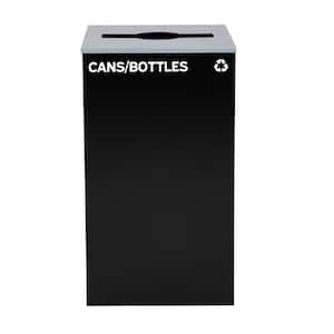 29 Gal. Black Steel Commercial Cans and Bottles Recycling Bin Trash Can Receptacle with Mixed Slot Lid