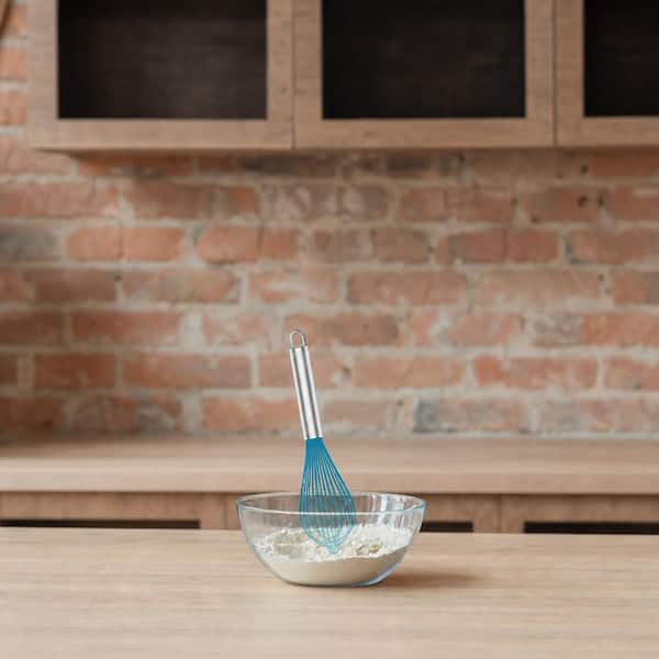 Silicone Stainless Steel Whisk Set Heat Resistant Non Scratch Dishwasher Safe Waterproof Ergonomic Handle 4-Set, Blue