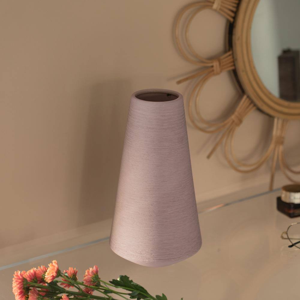 Elegant Pink Ceramic Cone Centerpiece Vase 12"