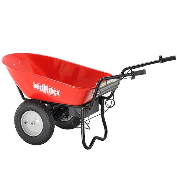 5.5 cu. ft. Steel Powered Wheelbarrow RedRock Utility Cart Electric Powered 24V DC 180W AGM Battery 330 lbs. (150kgs)