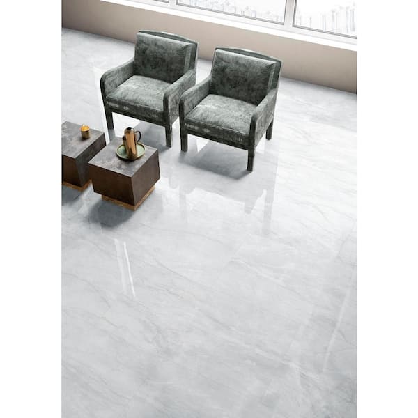 Durban White 24 in. x 48 in. Polished Porcelain Marble Look Floor and Wall Tile (16 sq. ft./Case)