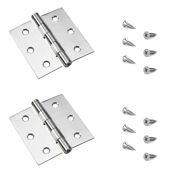 3 in. x 3 in. Stainless Steel Full Mortise Butt Hinge with Removable Pin (2-Pack)