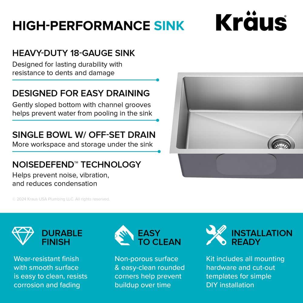 Fairlane 25-Inch Satin Stainless Steel Undermount Kitchen Sink