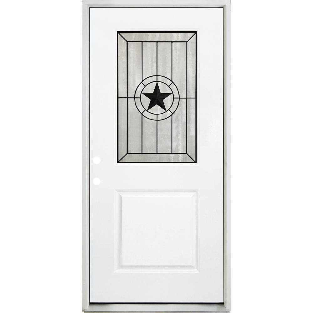 Legacy Alamo 36 in. x 80 in. Right-Hand/Inswing Half Lite Decorative Glass White Primed Fiberglass Prehung Front Door price history on PriceWatchPro