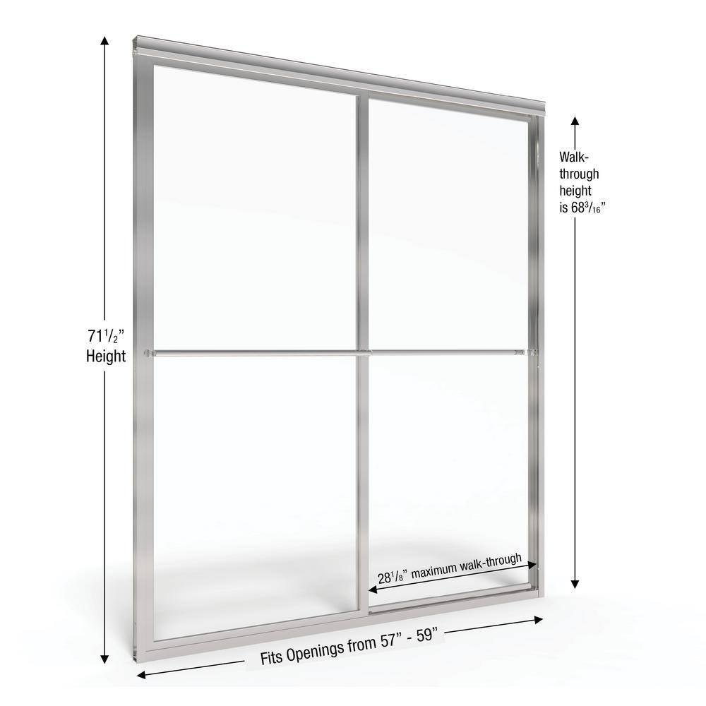 Deluxe Chrome Framed Sliding Shower Door with Rain Glass