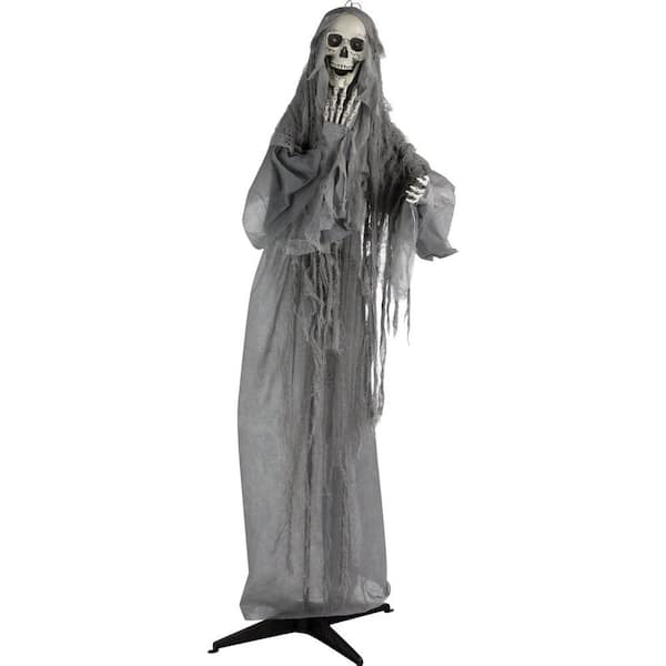 Haunted Hill Farm 71 in. Ruthless the Mocking Reaper, Indoor or Outdoor Animated Halloween Decoration, Poseable, Battery-Operated