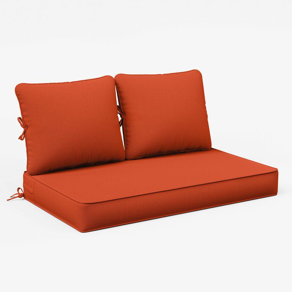 46 in. x 26 in. x 5 in. Outdoor Patio Replacement Loveseat Sofa Cushion Set with Backrest Orange