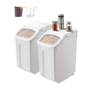 Rice Storage Container 4. 5 Gal. /20L x2 Capacity Large Dog Food Dispenser Bin Kitchen Ingredient Grain Cereal Flour Bin