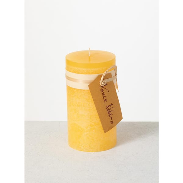Vance Kitira 6 in. Pale Yellow Timber Pillar Candle
