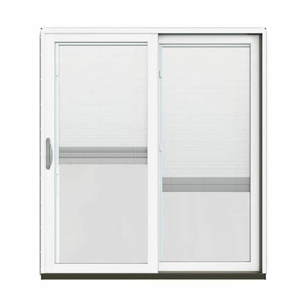 JELD-WEN 72 in. x 80 in. W-2500 Contemporary Black Clad Wood Right-Hand Full Lite Sliding Patio Door w/White Paint Interior