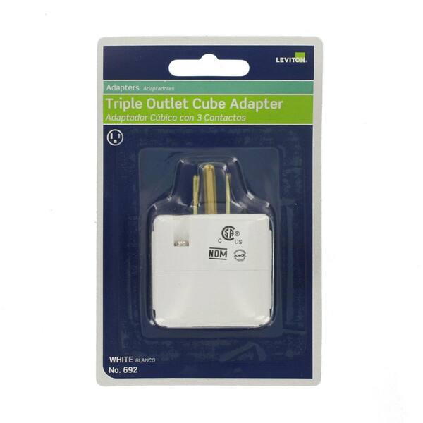 5 Pk Leviton White 1-15P Cube 3 Outlet Convert Plug Adapter Tap C22-00531-00W