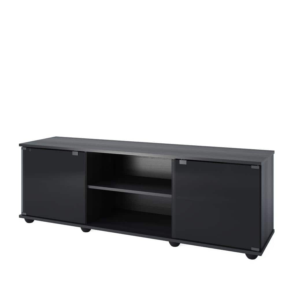 Ravenwood Black 63" TV Stand with Glass Doors