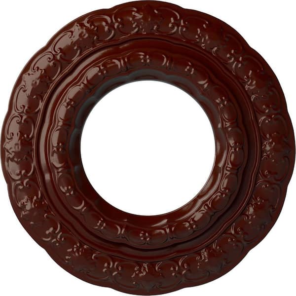 Ekena Millwork 1" x 15-3/8" x 15-3/8" Polyurethane Lisbon Ceiling Medallion, Brushed Mahogany