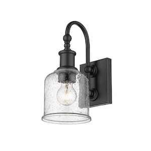 Bryant 5.5 in. 1-Light Matte Black Wall Sconce-Light with Glass Shade