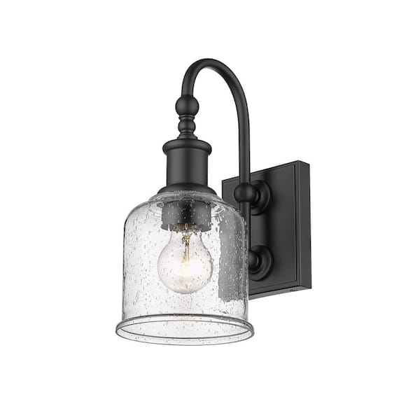 Unbranded Bryant 5.5 in. 1-Light Matte Black Wall Sconce-Light with Glass Shade