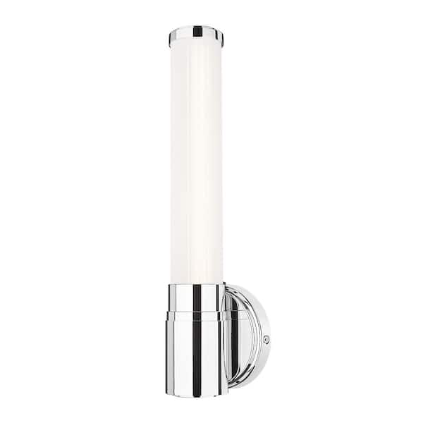 Unbranded Warwick 16.5 in. Chrome Integrated LED 1 Light Wall Sconce with Opal White Glass Shade