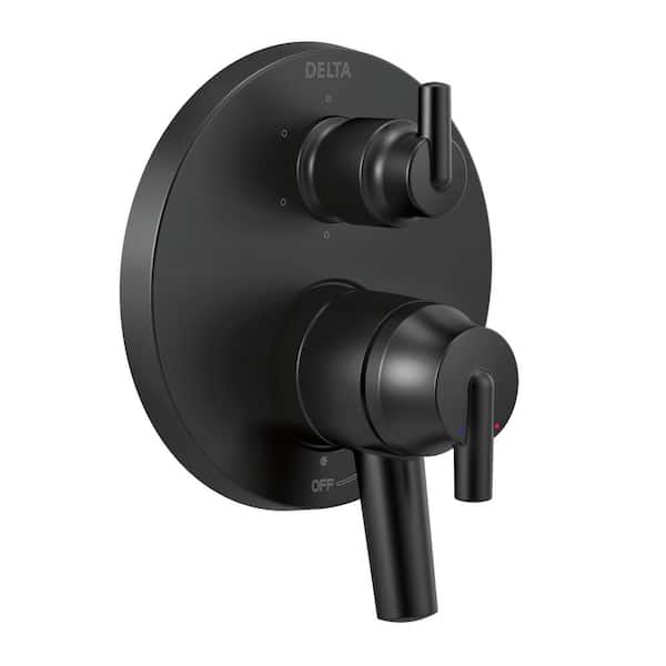 Delta Trinsic 2-Handle Wall-Mount Valve Trim Kit with 6-Setting Integrated Diverter in Matte Black (Valve not Included)