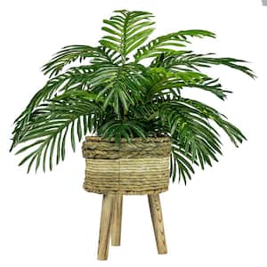 32 in. Artificial Palm in Tri-Color Basket Stand