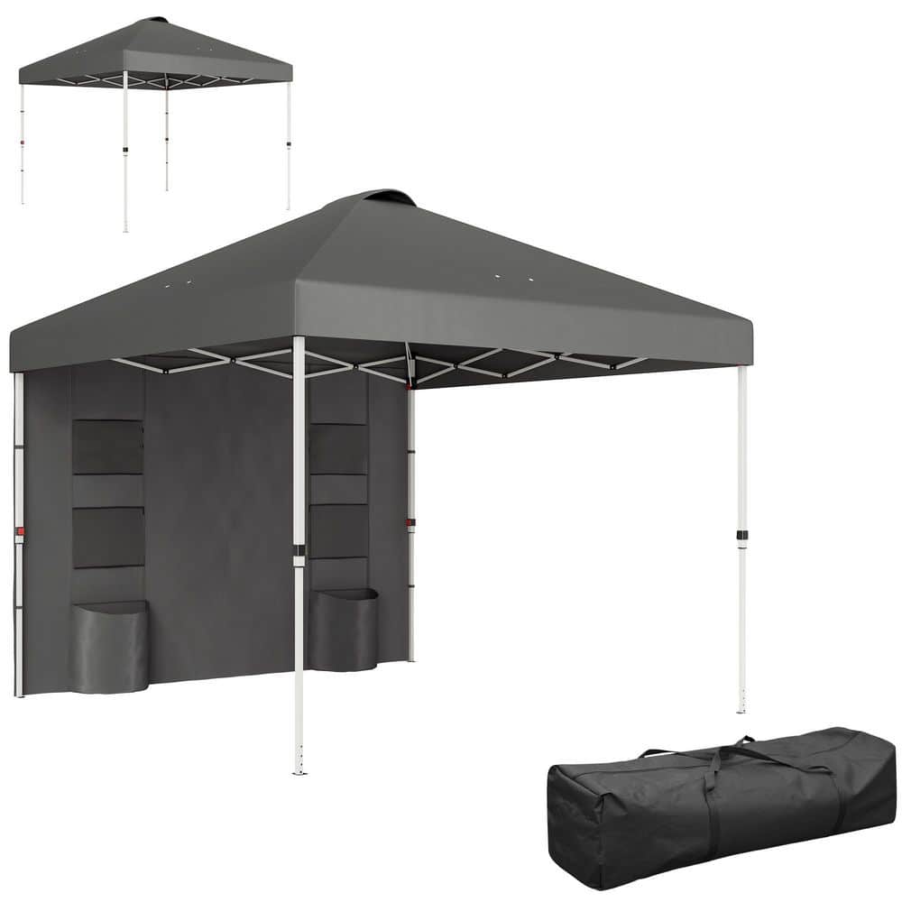 10 ft. x 10 ft. Dark Gray Pop Up Canopy Tent with Sidewall, Instant Sun She