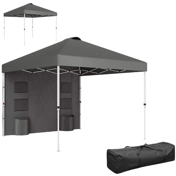 10 ft. x 10 ft. Dark Gray Pop Up Canopy Tent with Sidewall, Instant Sun Shelter with Storage Pockets