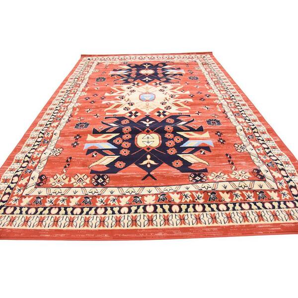 Unique Loom Oasis Taftan Rug Terracotta/Cream 2' 7 x 10' Runner