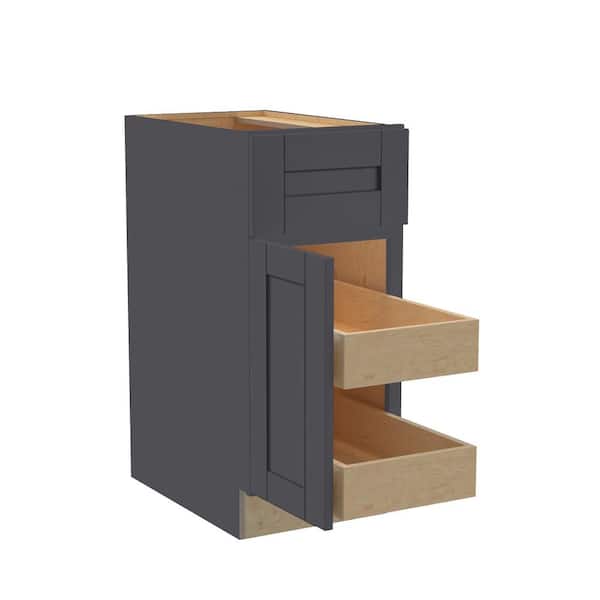 Home Decorators Collection Washington 21 in. W x 24 in. D x 34.5 in. H Assembled Plywood Base Kitchen Cabinet in Onyx with Soft Close Door LH