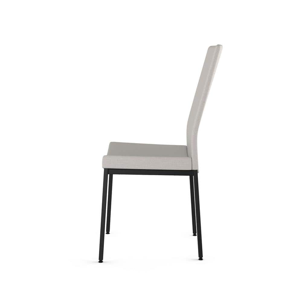 Torres Light Grey Upholstered Parsons Side Chair with Black Metal Frame