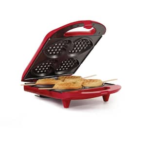 Heart-Shaped 4-Waffle Red American Waffle Maker with Recipe Booklet