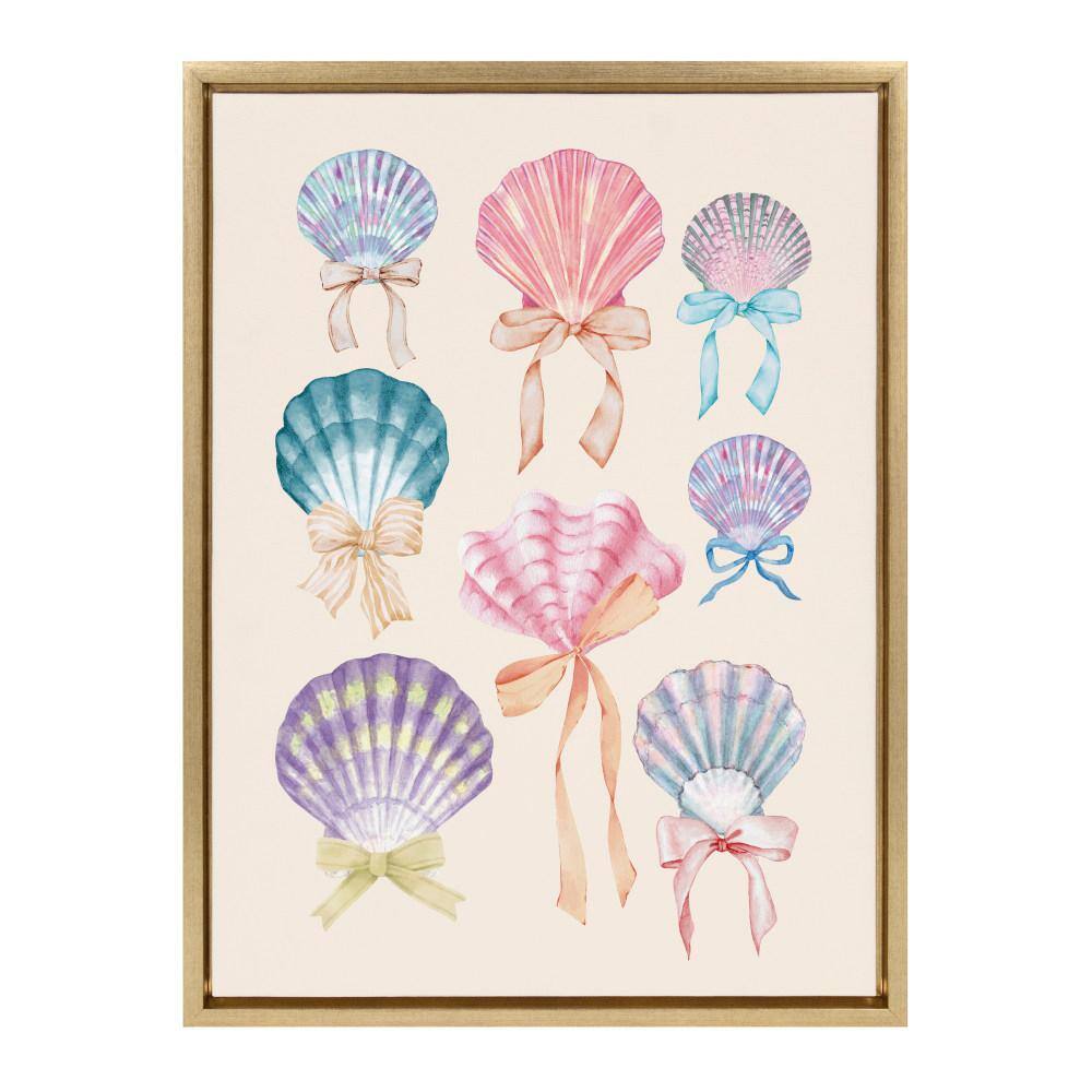 Kate & Laurel All Things Decor 18"x24" Sylvie Seashell Bows Framed Canvas by Honey Island Studio Bright Gold