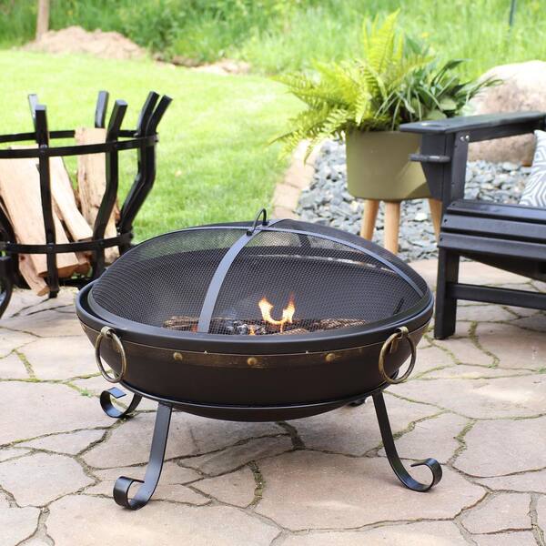 Sunnydaze 25-Inch Victorian Steel Fire Bowl with Handles and