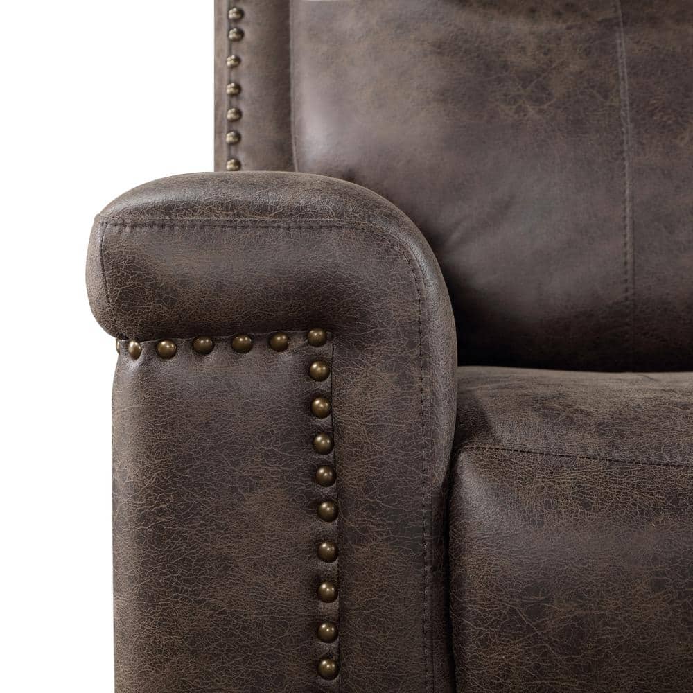 Mocha Brown Fabric Reclining Loveseat with Cup Holders