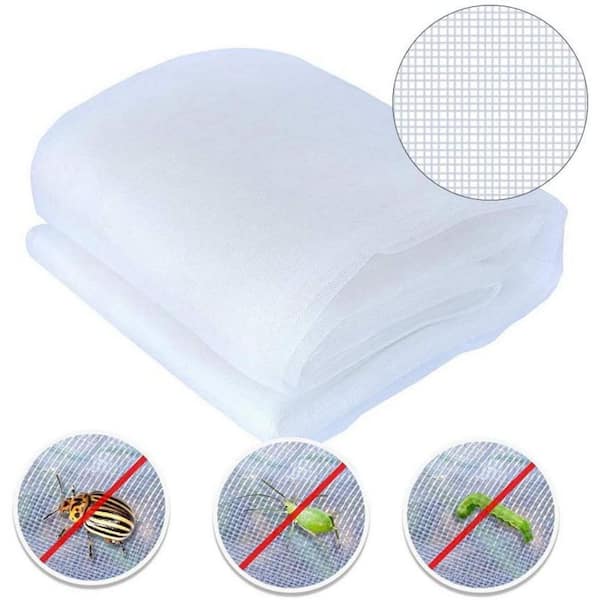 8 ft. x 10 ft. Outdoor Insect Netting Biological Pest Control for Bird Lawn Insect, White