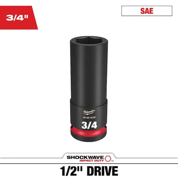 Milwaukee SHOCKWAVE 1/2 in. Drive 3/4 in. Deep 6 Point Impact Socket (1-Pack)