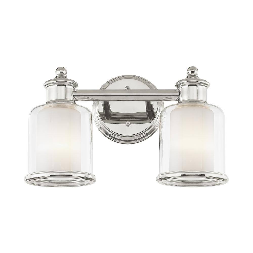 Polished Nickel 2-Light Vanity with Steel Frame