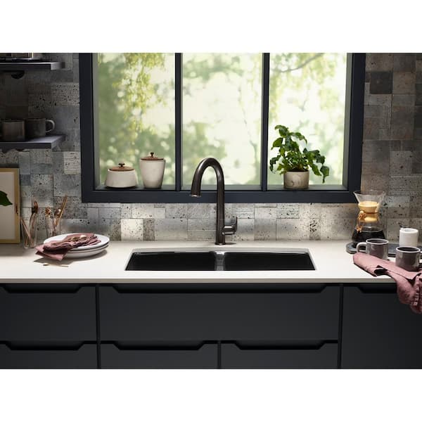 KOHLER Brookfield 33 in. Drop-in Double Bowl Cast Iron Kitchen