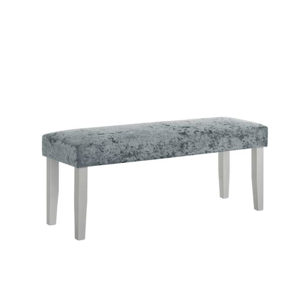 Benjara Gray and White 48 in. Backless Bedroom Bench with Padded Cushion Seat