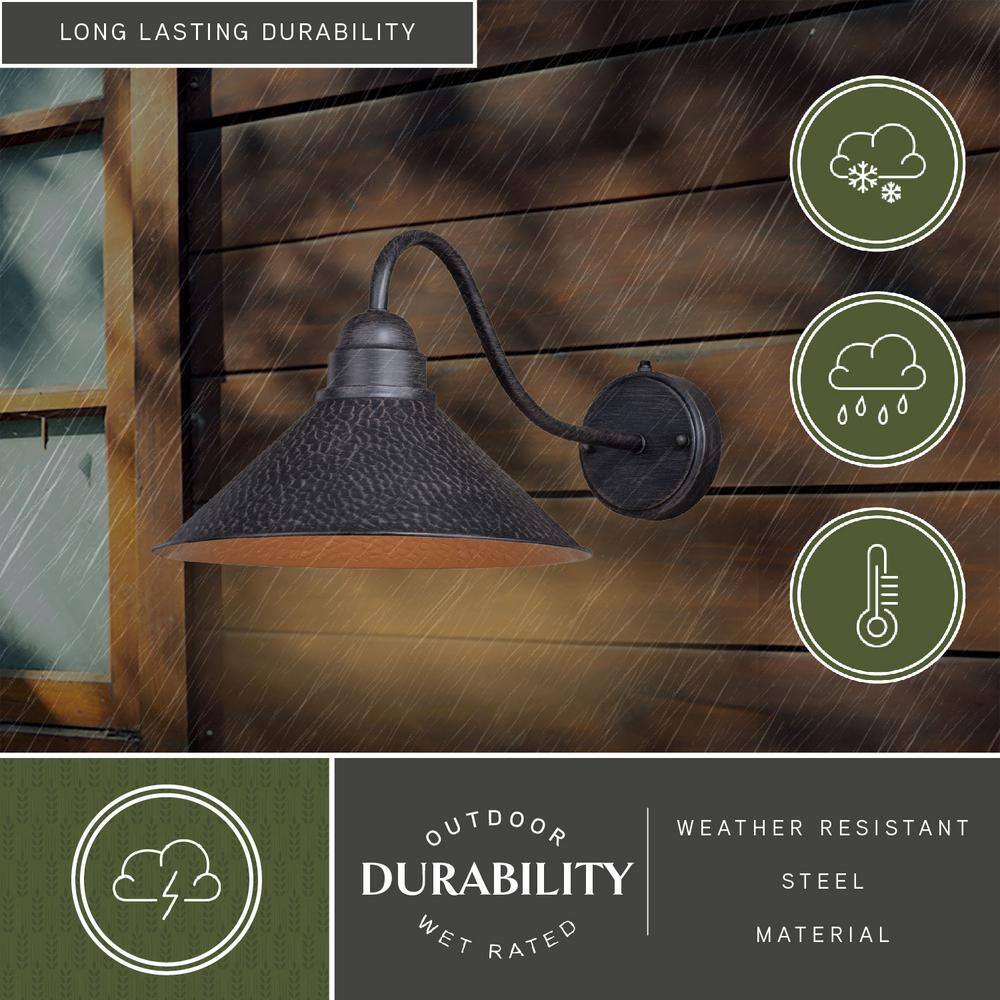 Aged Iron Black Industrial Outdoor Wall Sconce