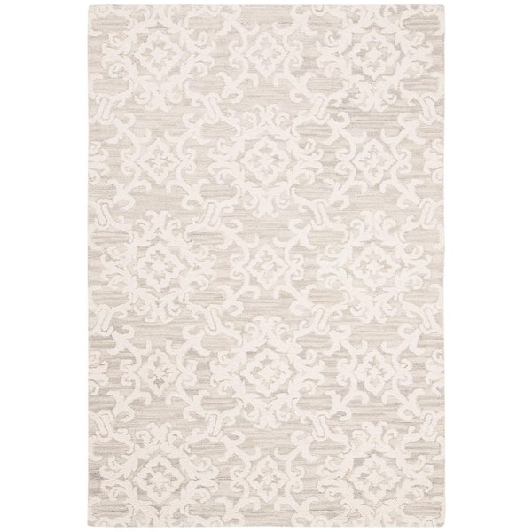 SAFAVIEH Blossom Gray/Ivory Doormat 3 ft. x 5 ft. Floral Antique Area Rug